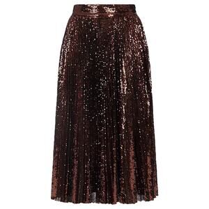 NWT Dolce & Gabbana Bronze Sequin Pleated Long Skirt IT 44 US L